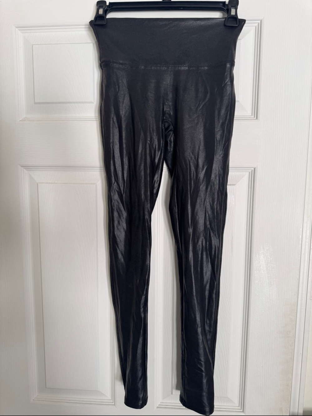SPANX Black Faux Leather-Look High Waist Leggings SP